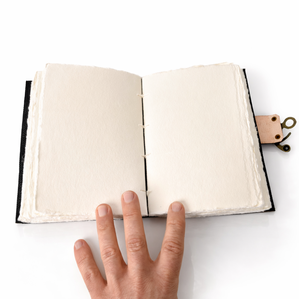 Jurnal Vintage din Piele Naturala cu Arborele Chakrelor si 7 Pietre – hartie de bumbac 18x13 cm [4]