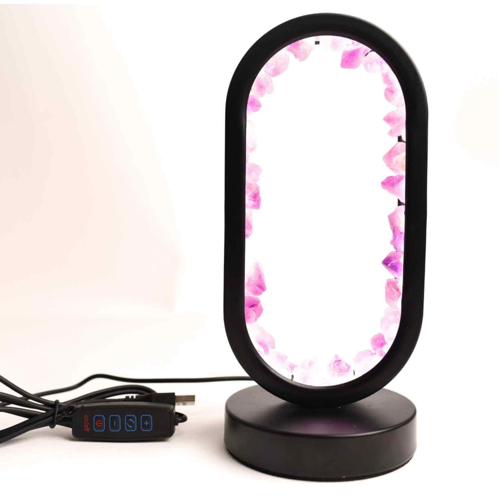 Lampa de noapte ovala cu cristale ametist brut – Lumina calmanta si protectie energetica [7]