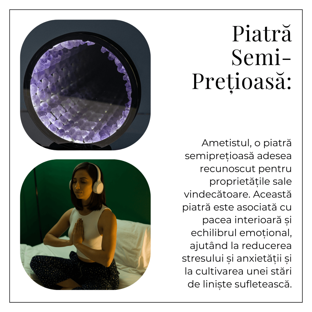 Lampa cu Oglinda si Ametist Natural – Decor Magic cu Cristale Energetice [7]