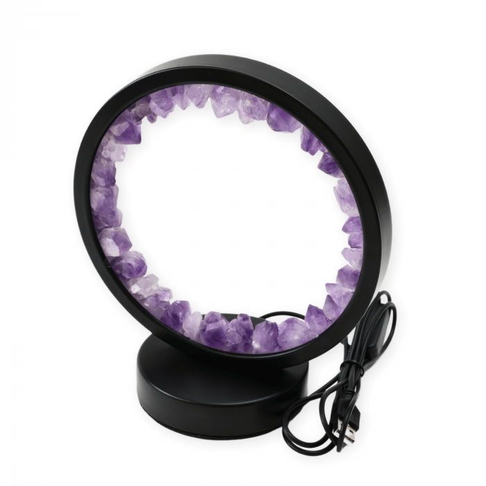 Lampa rotunda de Noapte Naturala cu Cristal de Ametist - USB, Decor Acasa [3]