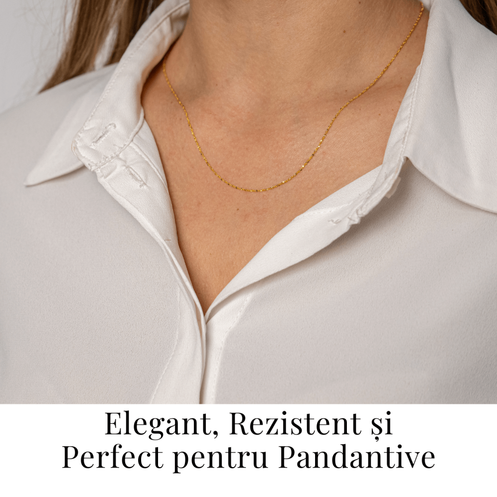 Lant din Argint 925 Placat cu Aur 18K – Subtire, Stralucitor, Reglabil [2]