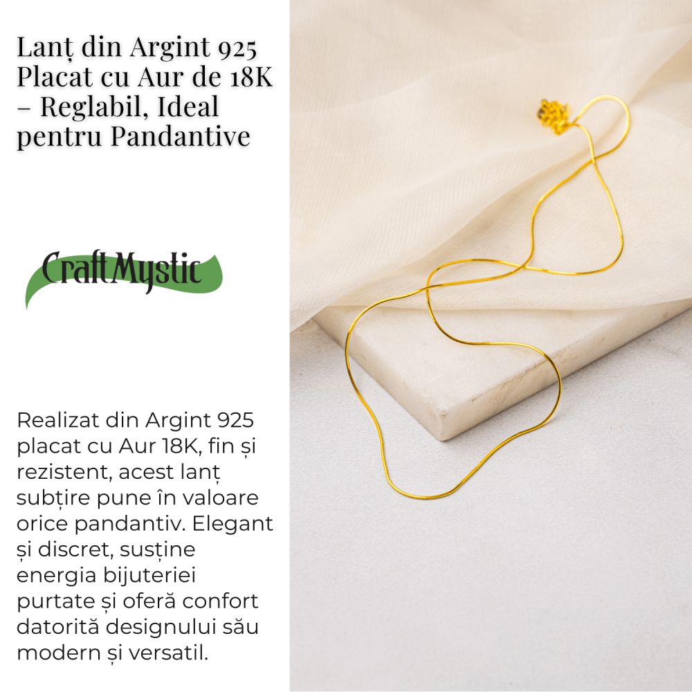 Lant Argint 925 Placat cu Aur 18K – Elegant, Subtil si Ideal pentru Pandantive [3]