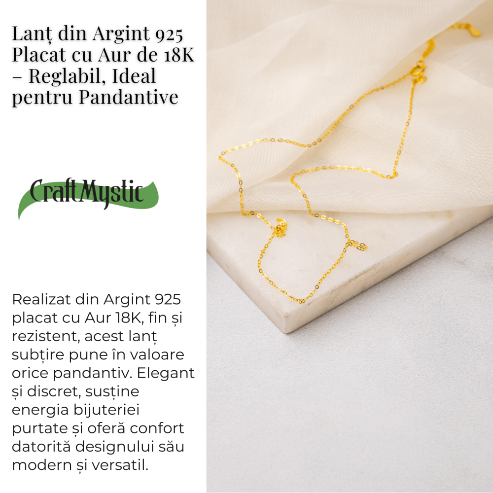 Lant Argint 925 Placat cu Aur 18K – Elegant, Ajustabil și Ideal pentru Pandantive [3]