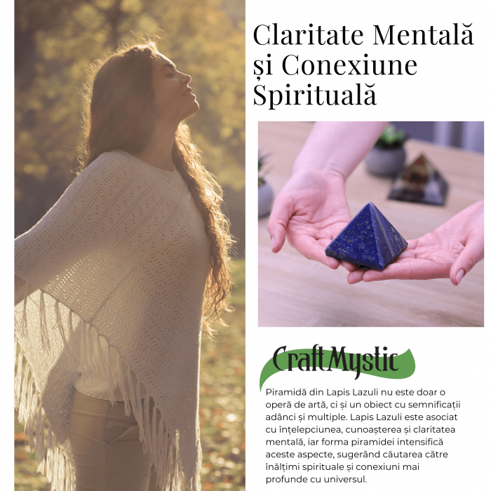 Piramida Sculptata Manual 60mm din Piatra Lapis Lazuli Naturala [5]