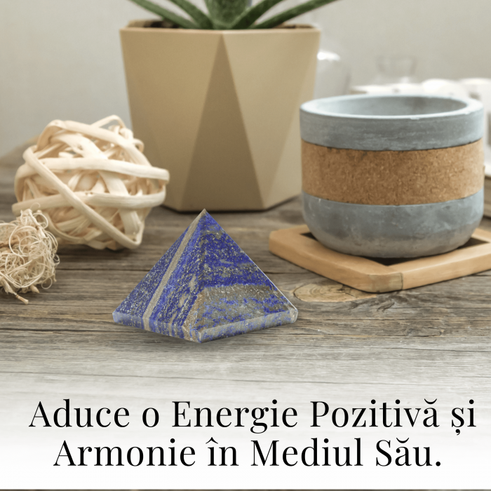 Piramida Sculptata Manual 60mm din Piatra Lapis Lazuli Naturala [3]