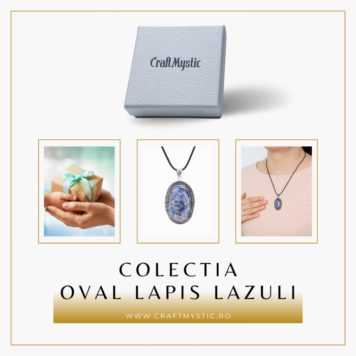 Colier Reglabil cu Pandantiv Oval 40mm de Lapis Lazuli [6]