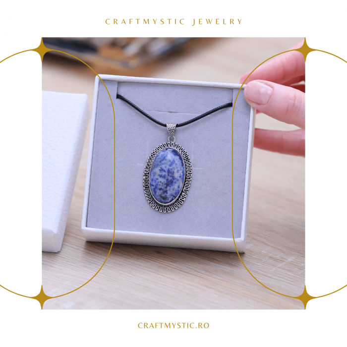 Colier Reglabil cu Pandantiv Oval 40mm de Lapis Lazuli [5]