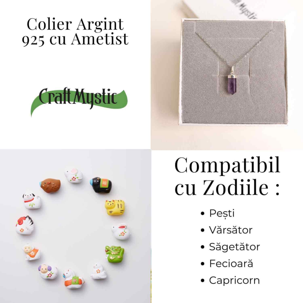 Protectie si Claritate Zilnica – Colier Turnulet cu Ametist si Argint 925 [4]