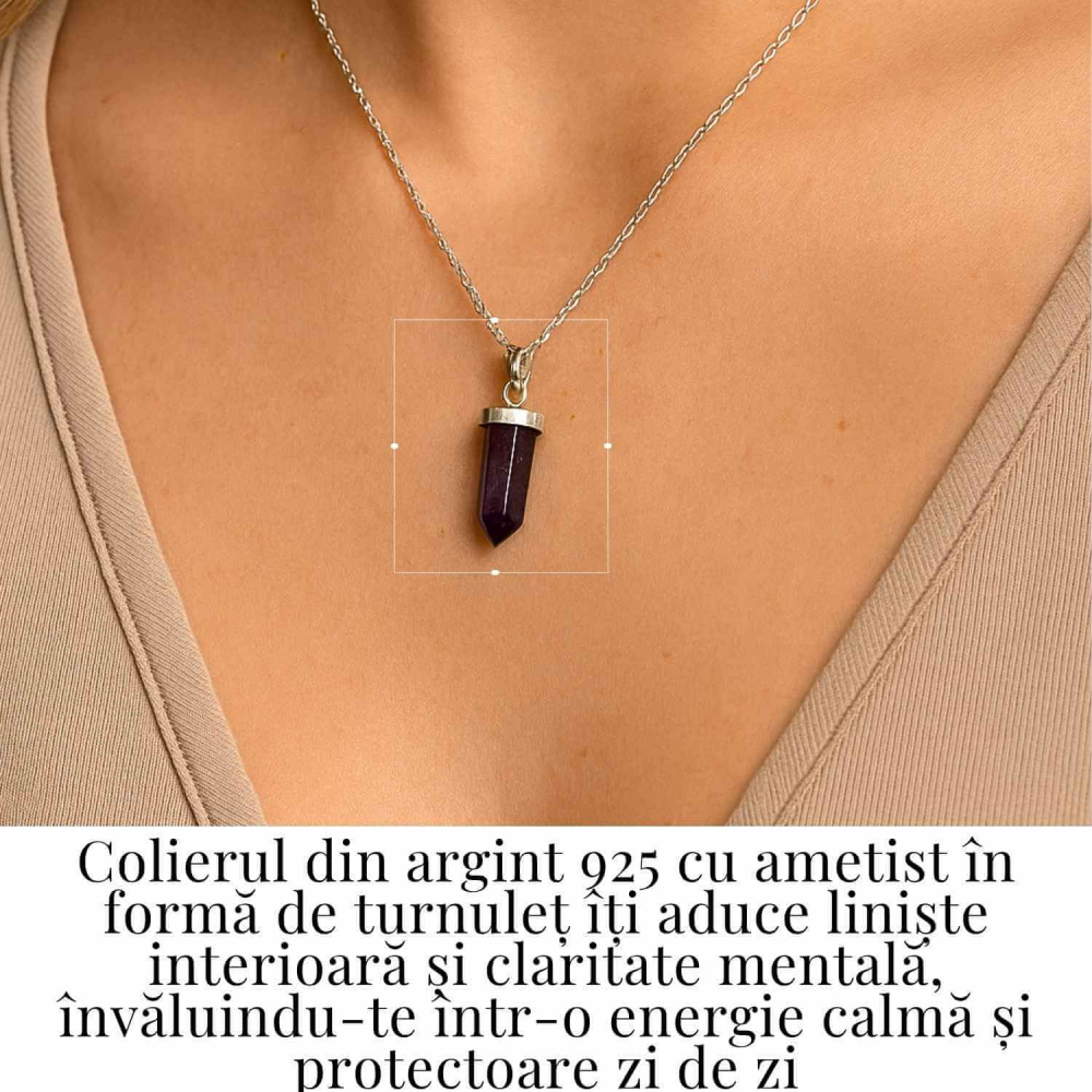 Protectie si Claritate Zilnica – Colier Turnulet cu Ametist si Argint 925 [2]