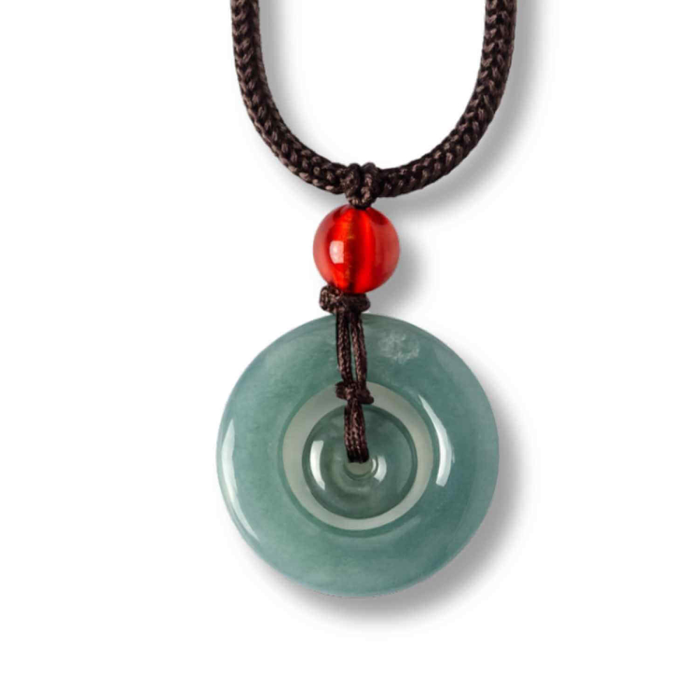Liniste si Protectie ,   Colier Talisman Peace Lock din Jad Albastru de Guatemala