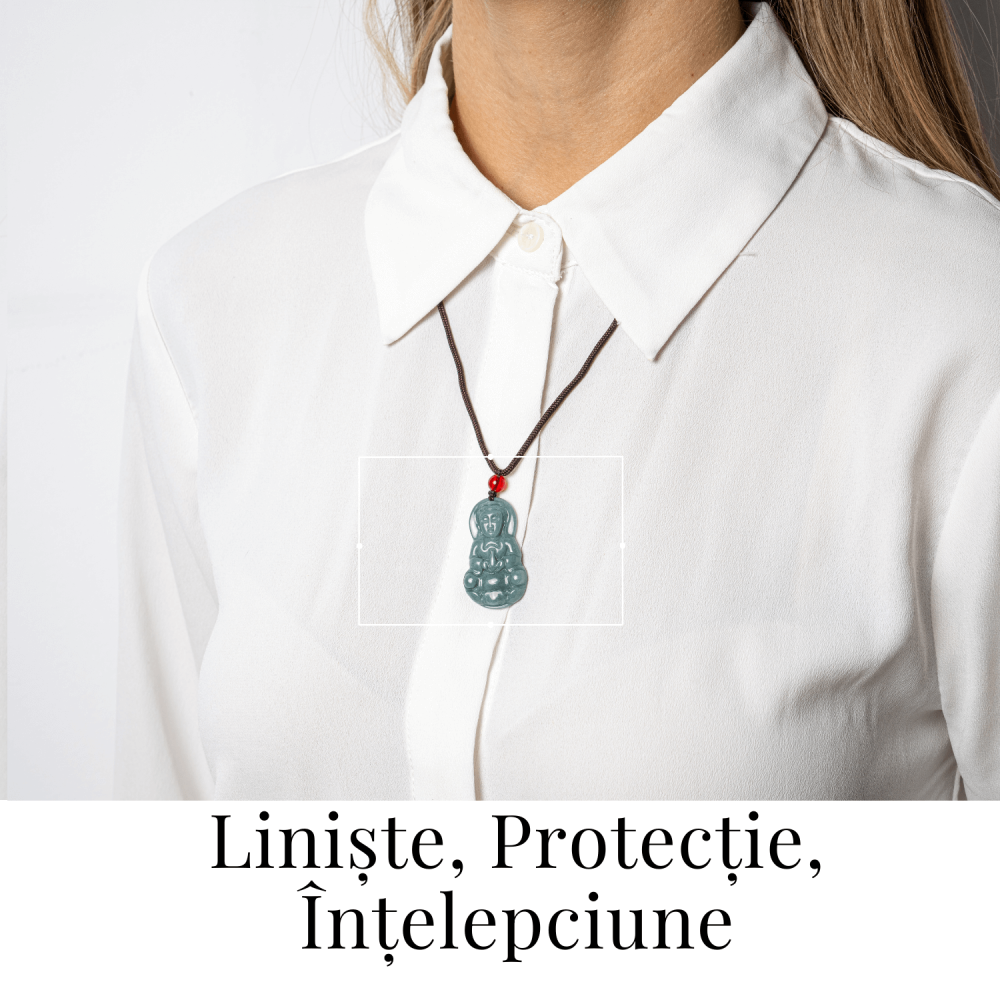 Protectie si Intelepciune – Colier Guanyin din Jad Albastru de Guatemala [2]