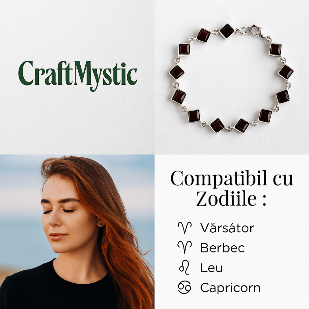 Bratara cu chihlimbar rosu inchis – Geometrie si rafinament natural [4]