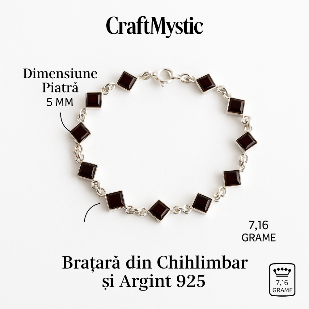 Bratara cu chihlimbar rosu inchis – Geometrie si rafinament natural [3]