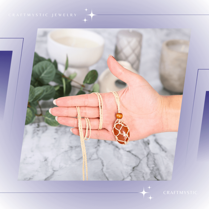 Colier Reglabil Model Macrame din bumbac - Pentru Piatra ta Favorita [4]