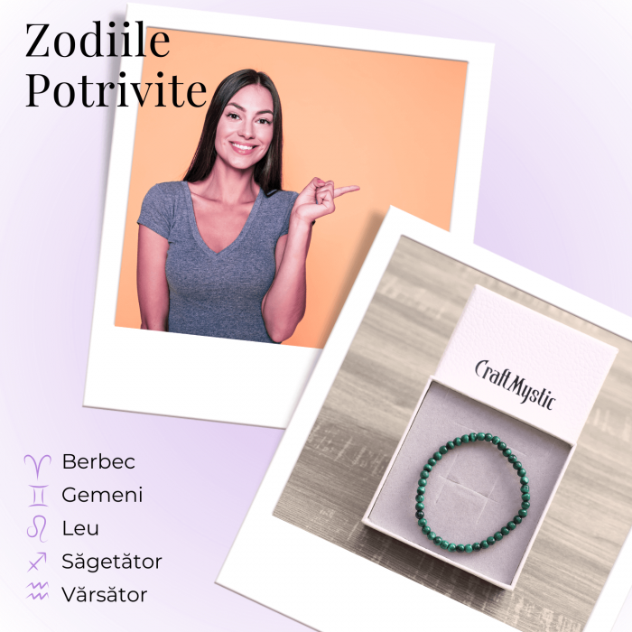 Bratara Elastica cu Margele 5mm din Malachit Semipretios Natural [5]