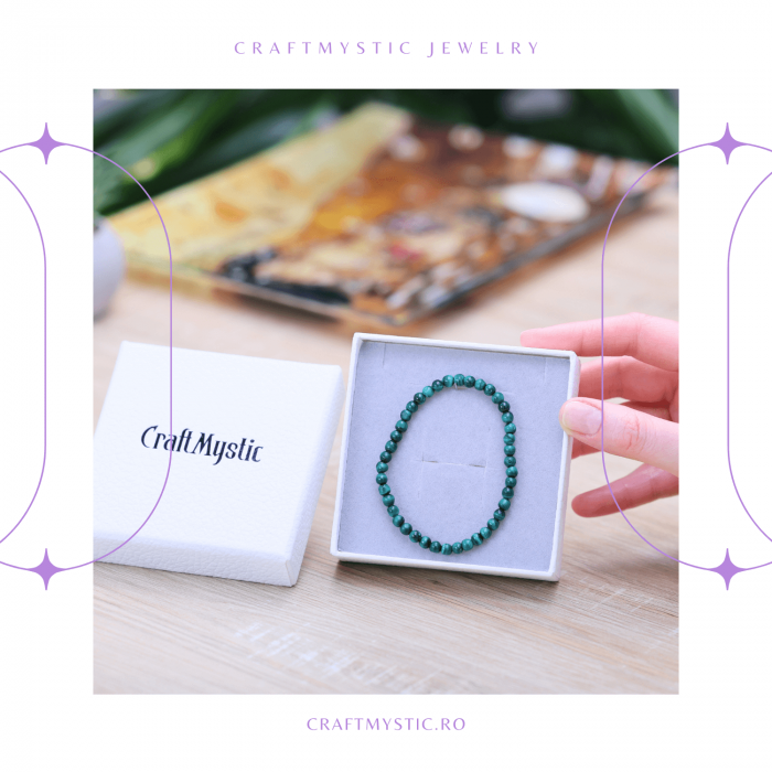 Bratara Elastica cu Margele 5mm din Malachit Semipretios Natural [6]