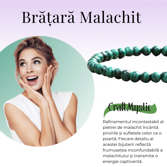 Bratara Elastica cu Margele 5mm din Malachit Semipretios Natural [3]