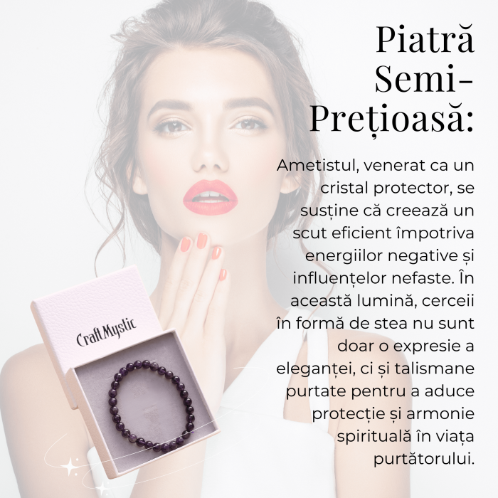 Bratara Elastica cu Margele Naturale de 6mm din Ametist [3]