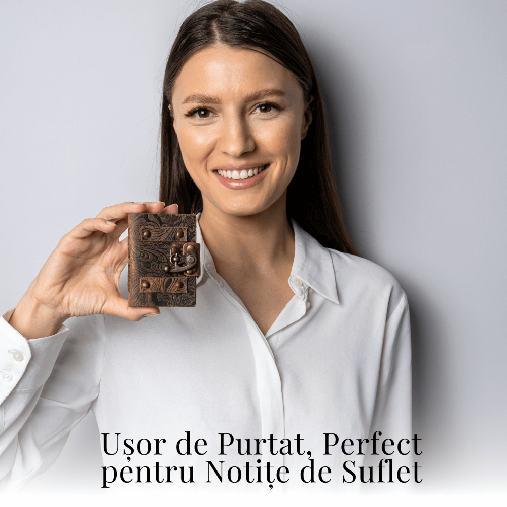 Mini Jurnal vintage din piele cu incuietoarea de epoca  – Intimitate si stil retro [2]
