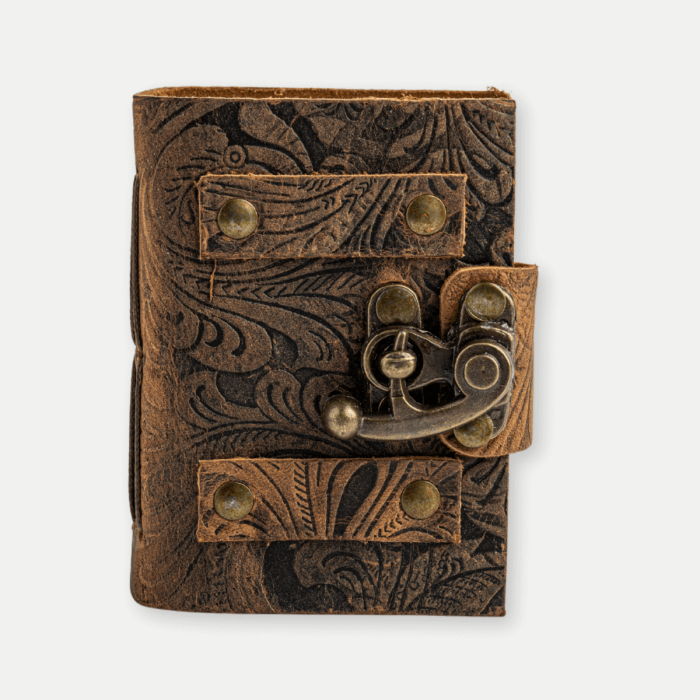 Mini Jurnal vintage din piele cu incuietoarea de epoca  – Intimitate si stil retro [4]