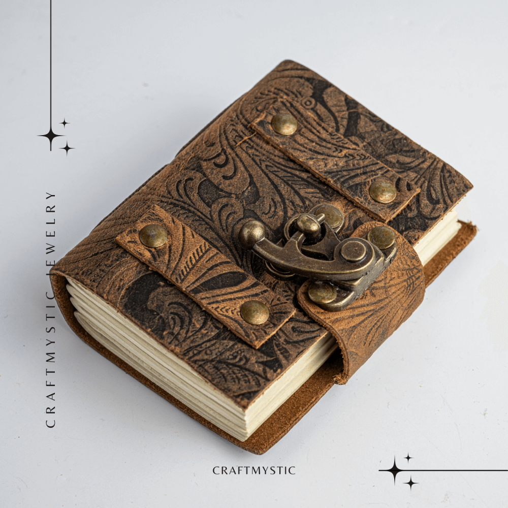 Mini Jurnal vintage din piele cu incuietoarea de epoca  – Intimitate si stil retro [10]