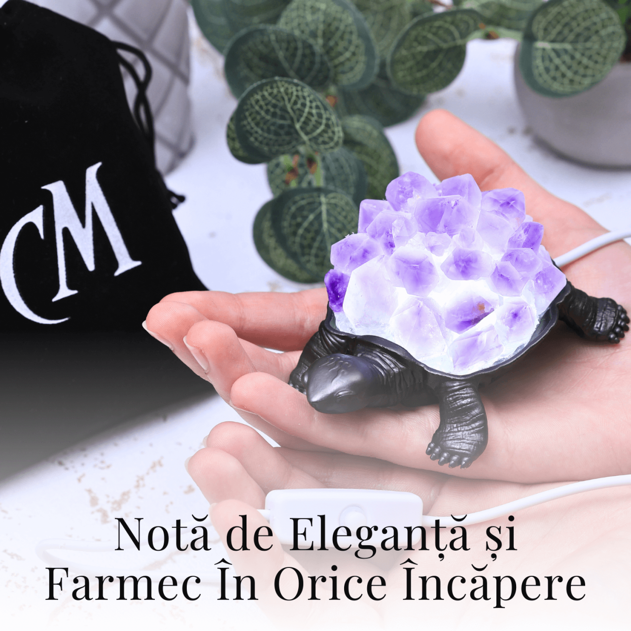 Mini Lampa Broasca Testoasa cu Cristale de Ametist - Relaxare si Energie Pozitiva [2]