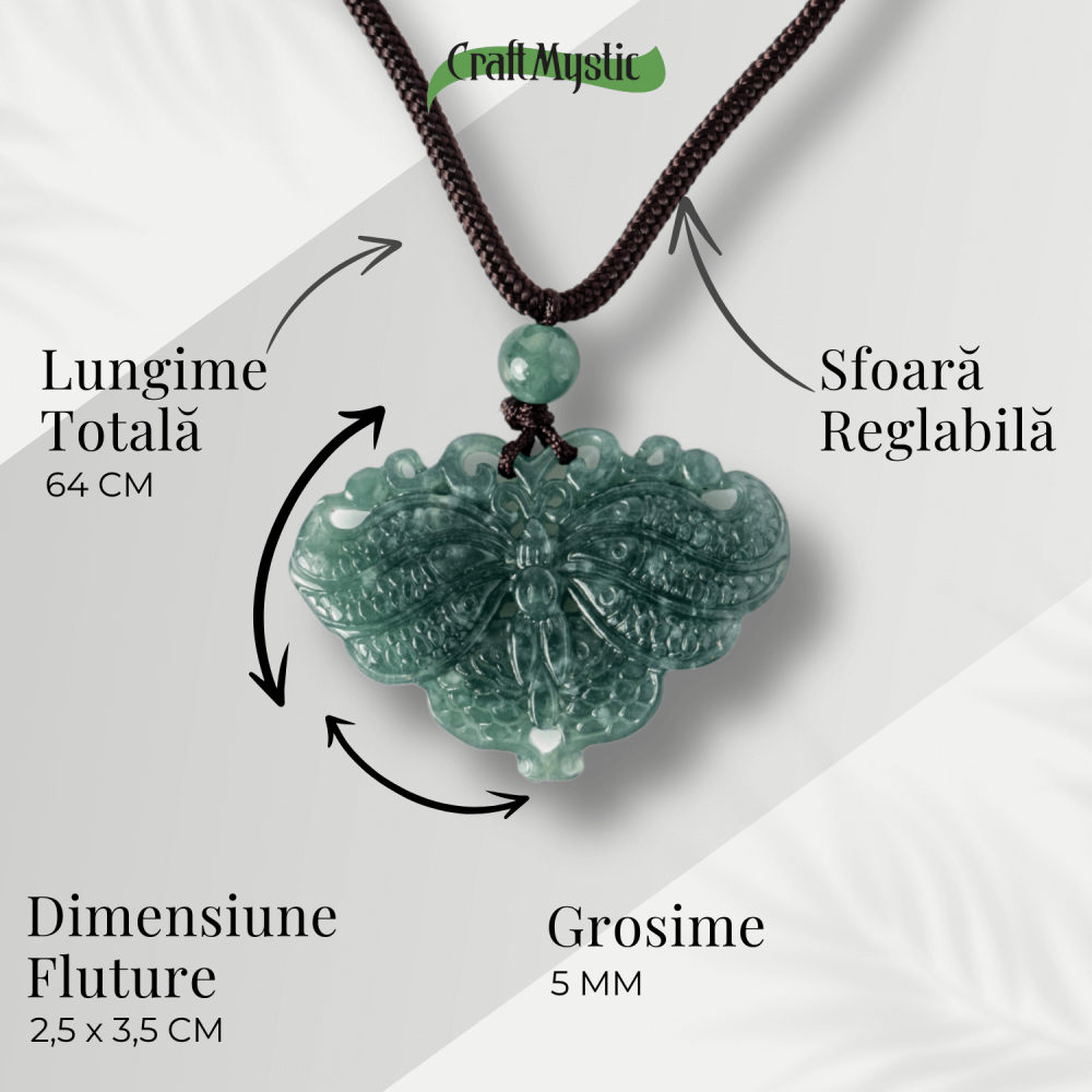 Transformare si Armonie – Colier Fluture din Jad Albastru de Guatemala [4]