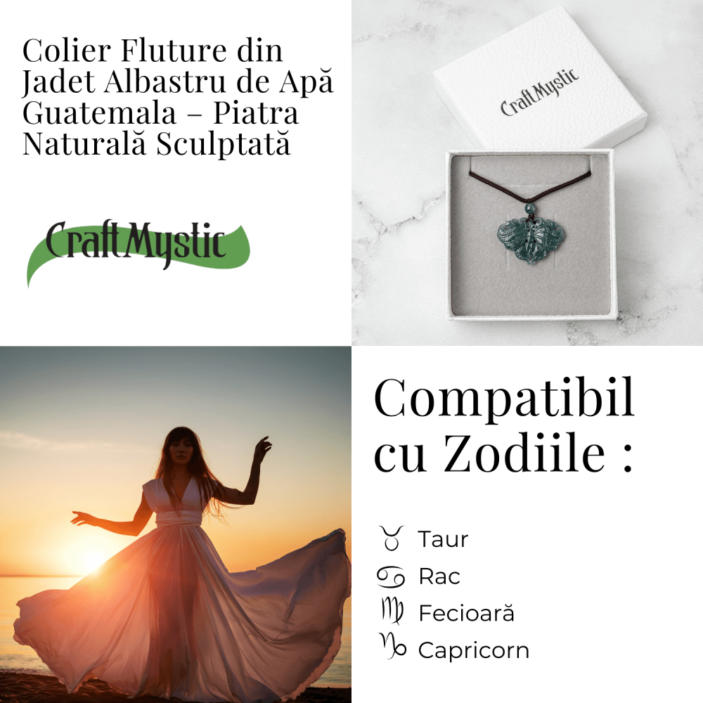 Transformare si Armonie – Colier Fluture din Jad Albastru de Guatemala [5]