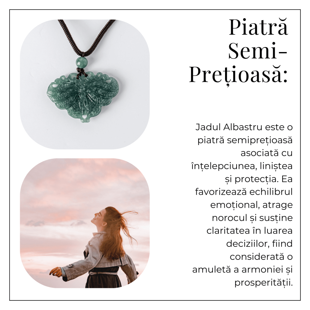 Transformare si Armonie – Colier Fluture din Jad Albastru de Guatemala [6]
