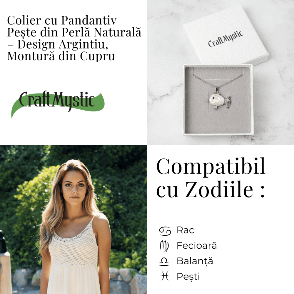 Echilibru si Puritate – Colier Peste cu Perla Naturala, Placat Argintiu [5]