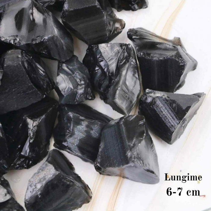 Cristal Obsidian Negru Natural Brut 6-7 cm: Pietre de Protectie si Echilibrare, Perfecte pentru Meditatie si Decor [2]