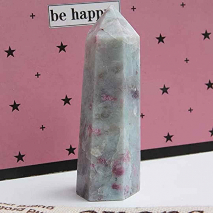 Turn de cristal din Turmalina Roz 9-10 cm Bagheta cu 6 fete pentru vindecare, meditatie si decor in casa si birou [4]