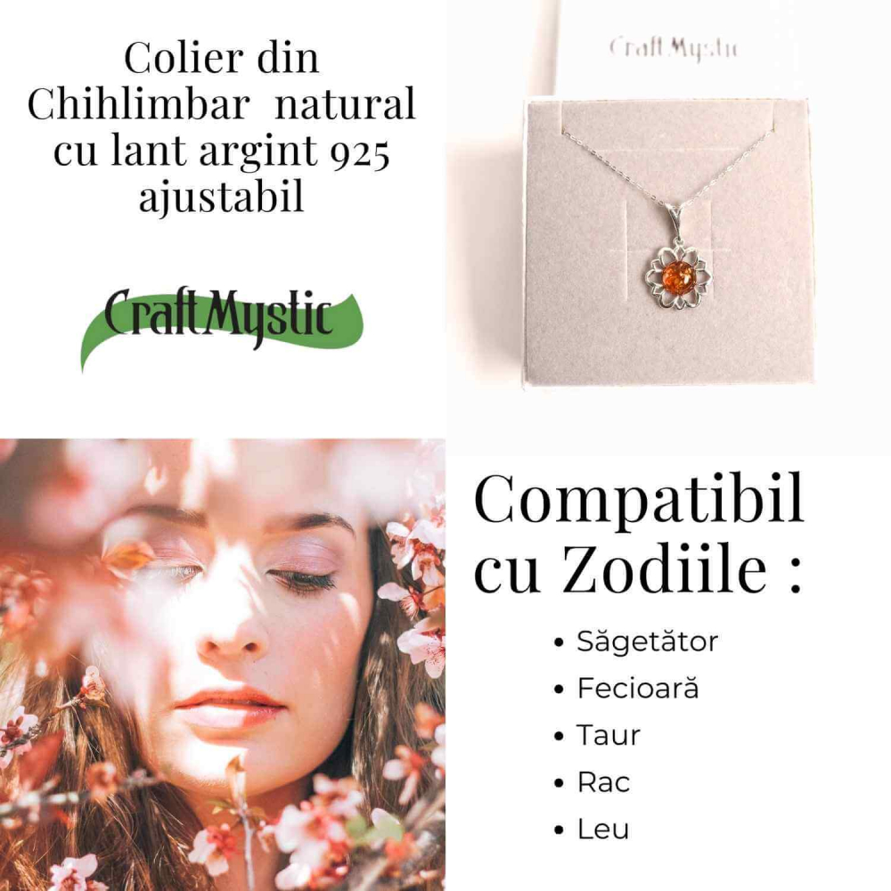 Colier argint 925 cu chihlimbar natural - frumusetea florii [4]