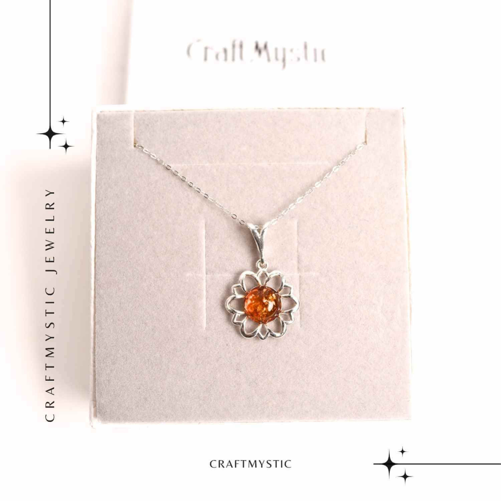 Colier argint 925 cu chihlimbar natural - frumusetea florii [7]