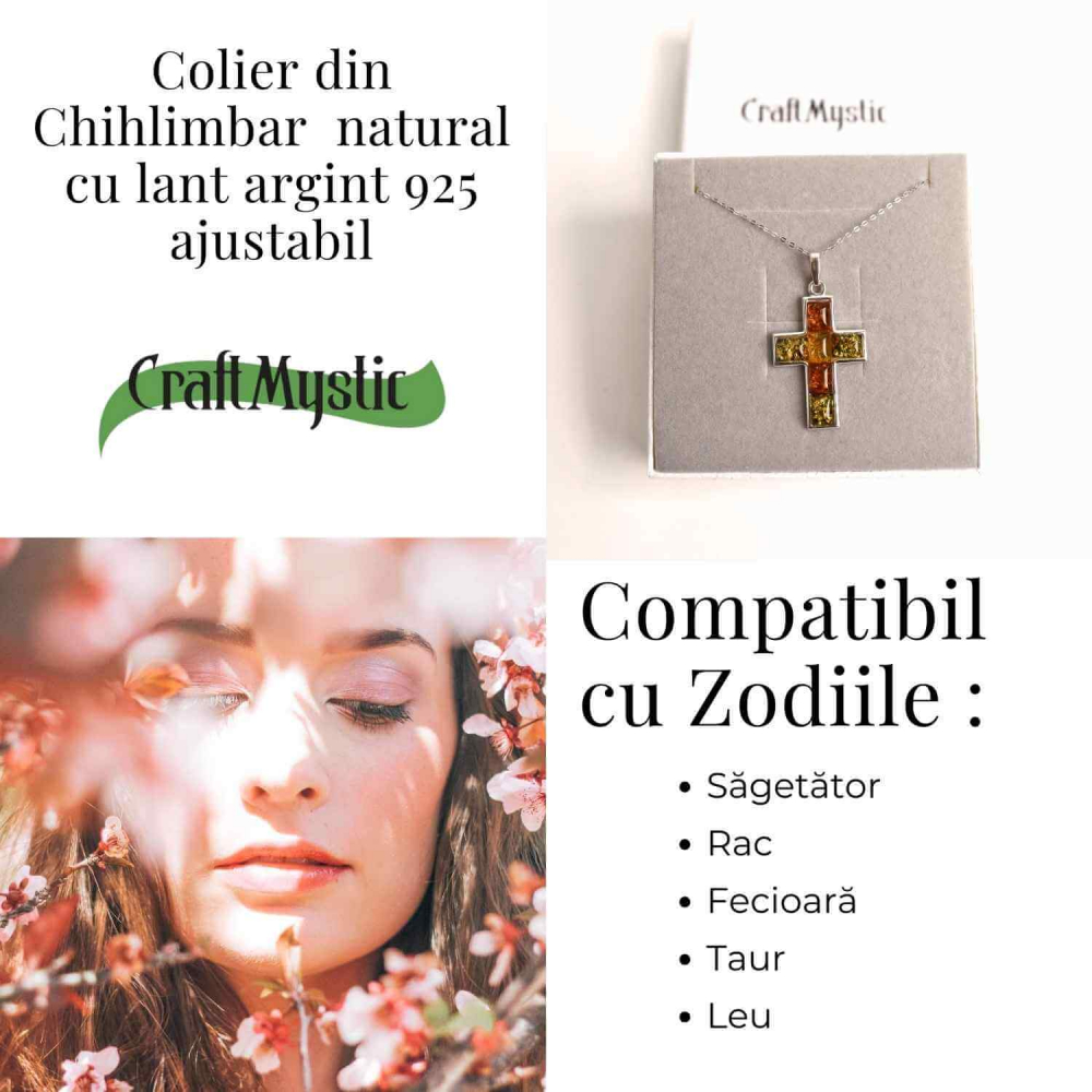 Colier argint 925 cu chihlimbar natural - crucea protectiei [3]