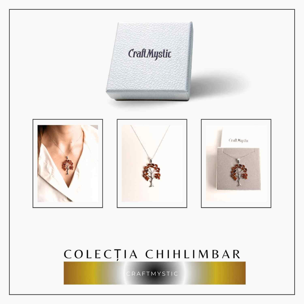 Colier argint 925 cu chihlimbar natural - simbolul copacului vietii [7]