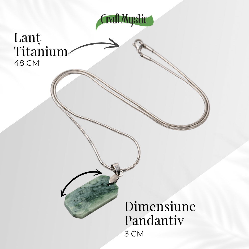 Colier cu Jad Verde Indonezian si Lant Titanium – Echilibru, Eleganta si Energie Pozitiva [5]