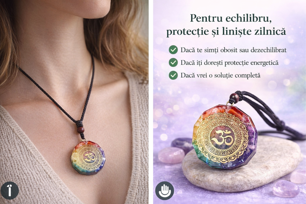 Pandantiv orgonit pentru curatarea si activarea chakrelor cu cristale bionizate Realizat manual [2]