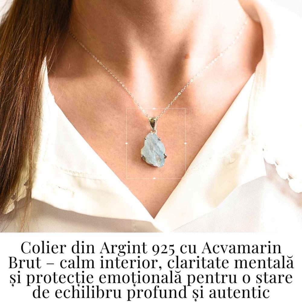Colier Argint 925 cu Acvamarin Brut 2.18 gr– Liniste Interioara si Claritate [2]