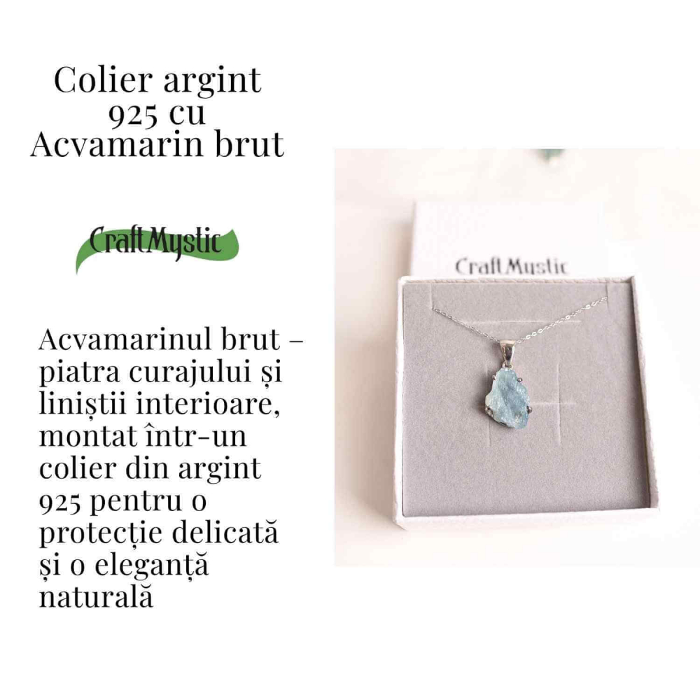 Colier Argint 925 cu Acvamarin Brut 2.18 gr– Liniste Interioara si Claritate [3]