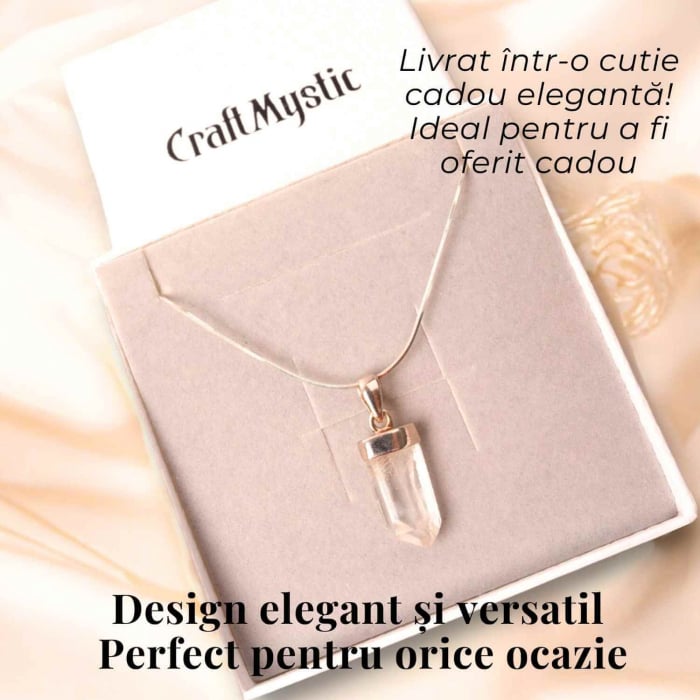 Colier argint 925 cu varf cuart lemurian natural, unic si energizant [7]