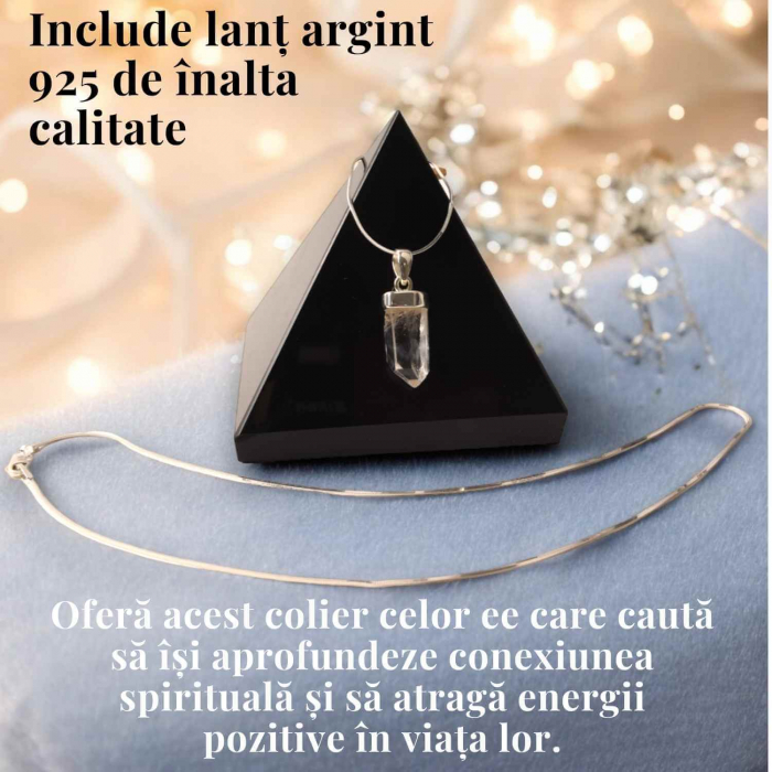 Colier argint 925 cu varf cuart lemurian natural, unic si energizant [6]
