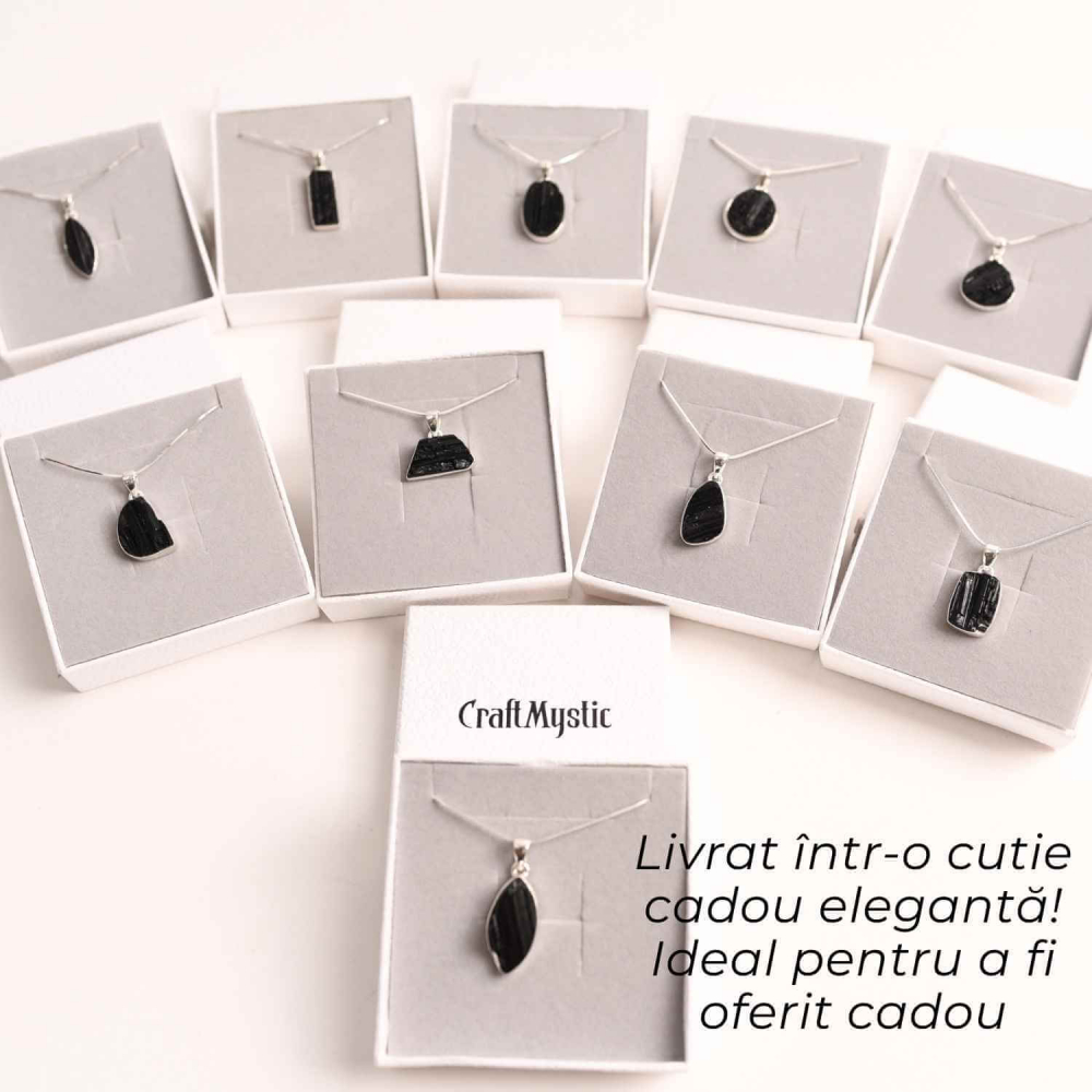 Colier din argint 925 cu turmalina neagra bruta – Protectie si echilibru [10]