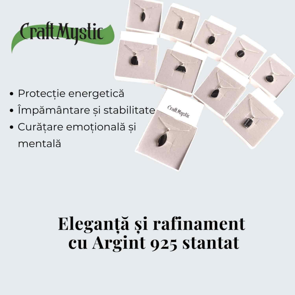 Colier din argint 925 cu turmalina neagra bruta – Protectie si echilibru [4]