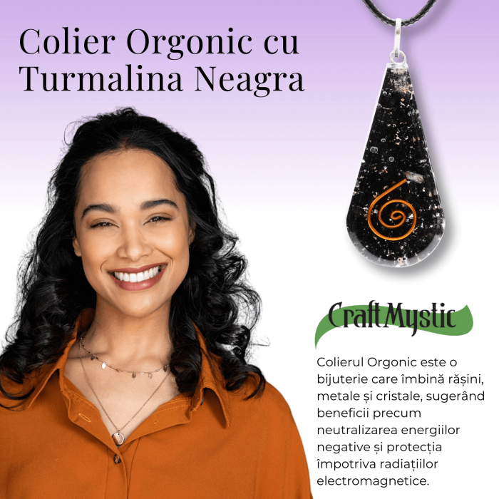  Pandantiv orgonic cu Turmalina Neagra in forma de Lacrima - Pentru purificare emotionala - Absorba Energie Negativa [5]