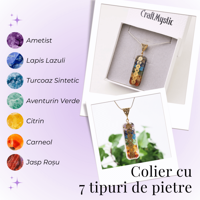 Pandantiv orgonic cu Cristale si Simbolurile Chakrelor lucrat manual [2]