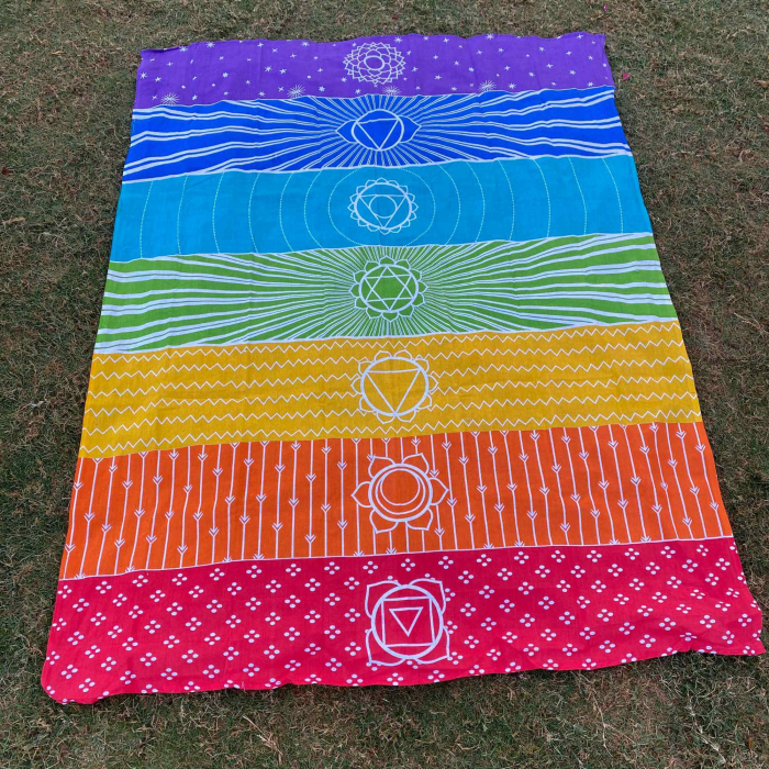 Covor de Yoga si Meditatie 180x130 cm cu Design Bohemian Mandala pentru 7 Chakre - Panza de Perete sau Decor de Interior/Exterior [5]