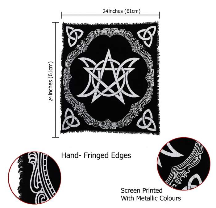 Panza sacra pentru altar magic - Design unic Pentagram Argintiu - Vrajitorie Tarot Wiccani Spiritualitate