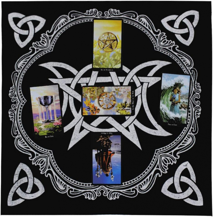 Panza sacra pentru altar magic - Design unic Pentagram Argintiu - Vrajitorie Tarot Wiccani Spiritualitate [4]