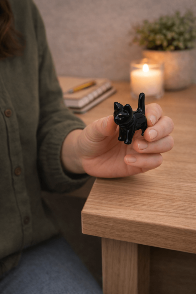 Figurina Pisica din Obsidian Negru – Protectie, Intuitie si Eleganta Mystica [2]